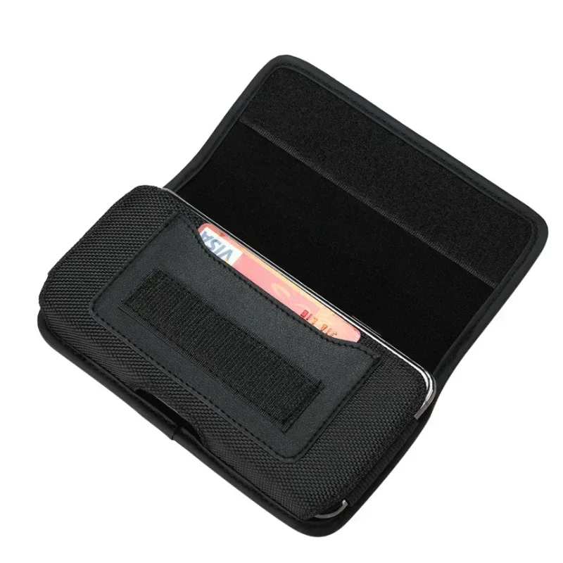 縦型ナイロン携帯電話ベルトクリップ、ホルスターバックルケース、ウォレットカードホルダー、iPhone、Samsung用ポーチ、4.0〜6.7インチ