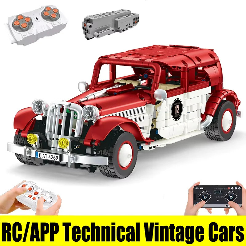 

2025 NEW MOC RC/APP Technical Vintage Cars Building Blocks Kit Classics Sports car Assembling Model Bricks Toy Kid Birthday Gift