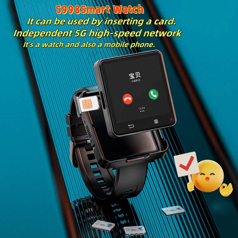 

S998 4G Smart Watch 2025 Watches With Bluetooth Wifi Android Sim Waterproof 500W Dual Camera Outdoor Smartwatch For Men Women