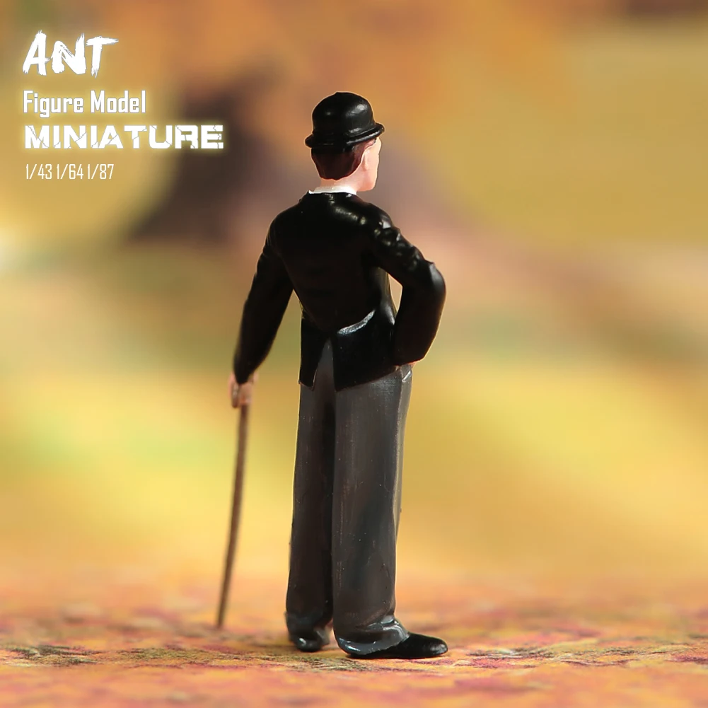 

Man Miniature Model 1/24 1/43 1/64 1/87 A Black Suit Man Holding A Cane Figure Model Action Painted Dolls Toys View Decoration