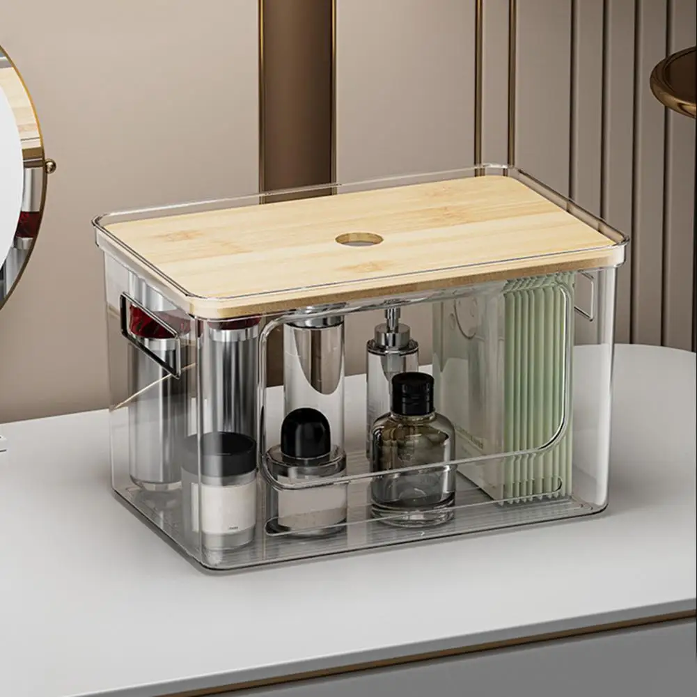 

Trash Bag Dispenser Stackable Trash Bag Holder With Bamboo Lid Clear Plastic Garbage Bag Organizer For Kitchen Under Sink 90%