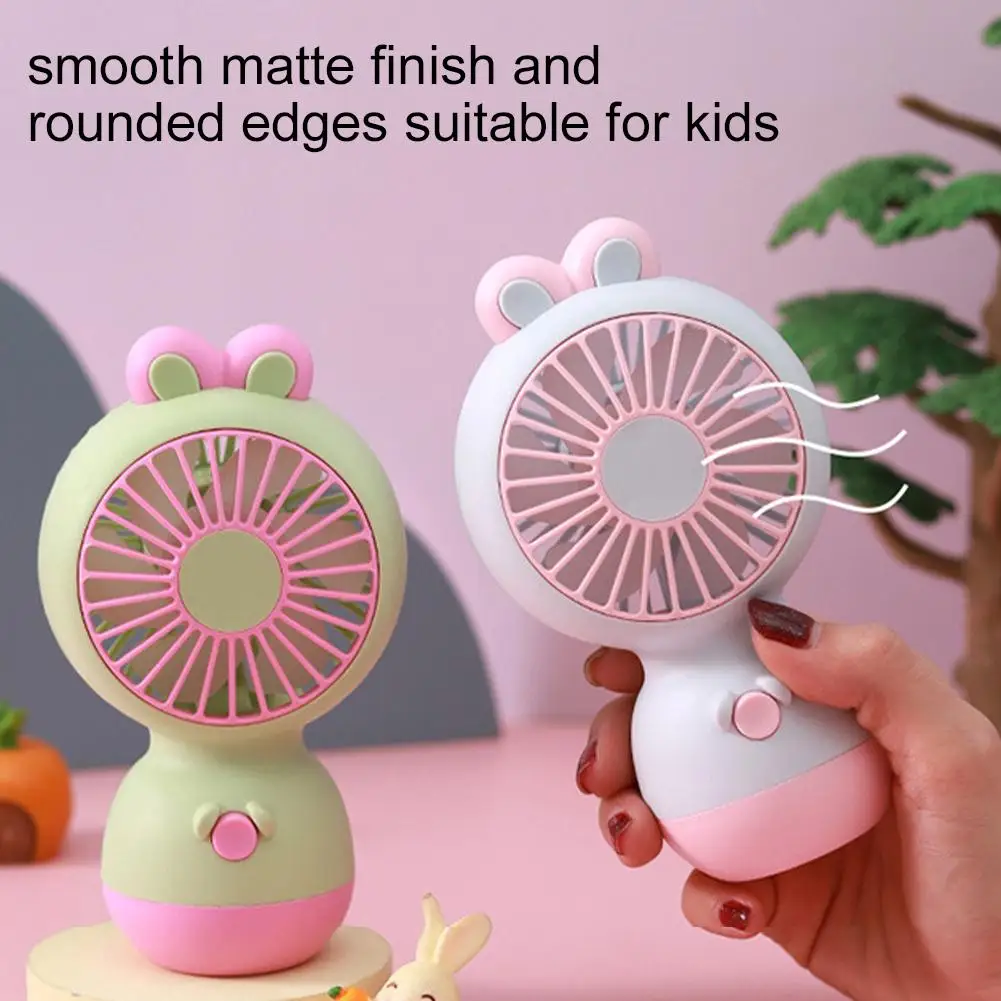 Kawaii Rabbit Handheld Mini Fan Portable USB Rechargeable Desktop Cooling Fans Cute Cartoon Pocket Ventilator For Kids Gift