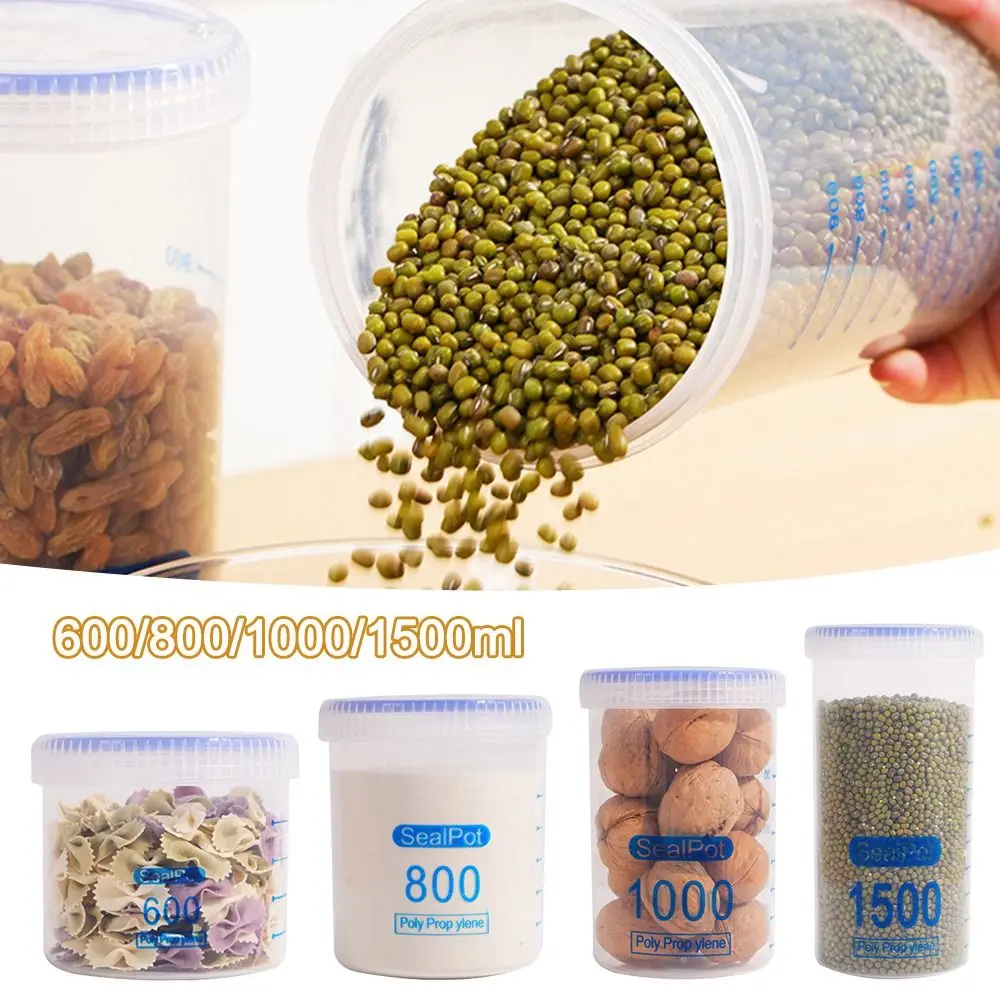 Caja de almacenamiento con tapa, contenedores de gran capacidad a prueba de humedad, grano miscelánea, 600/800/1000/1500ML