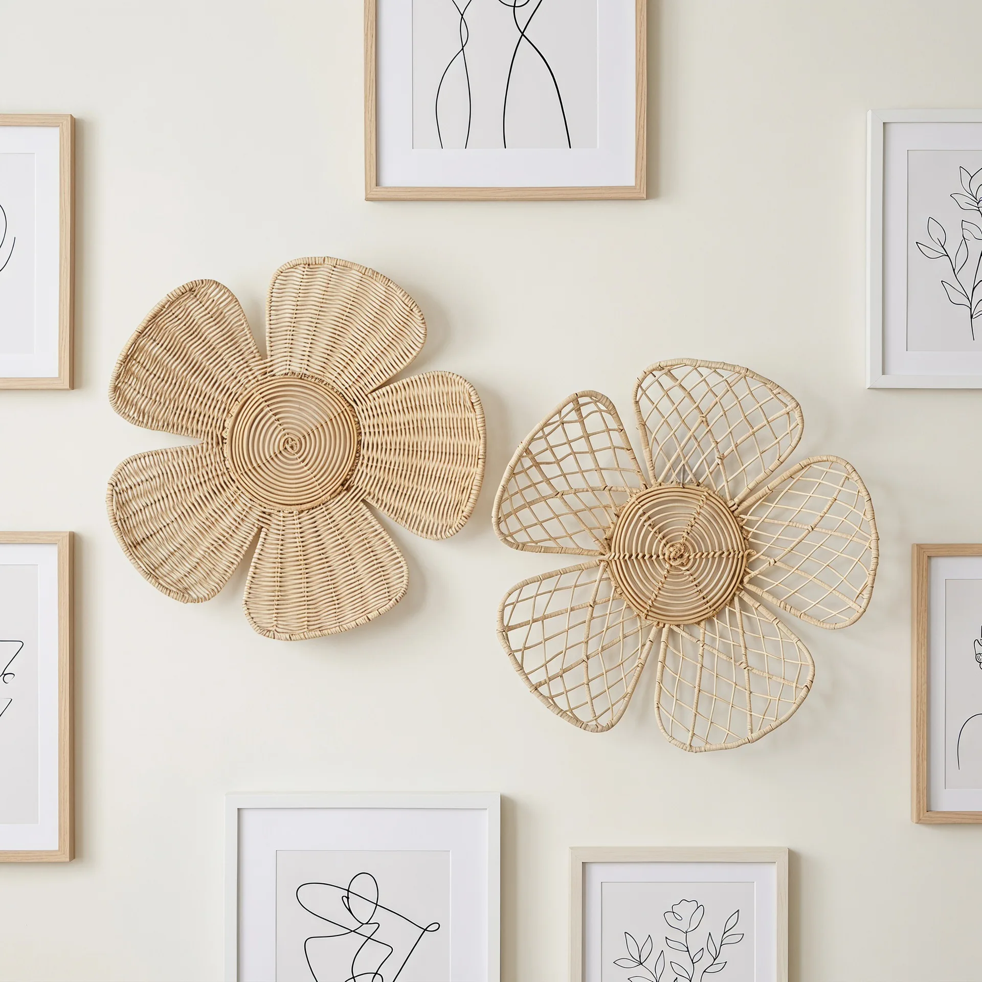 Wall decoration rattan homestay wall pendant flower creative living room photography background wall decoration