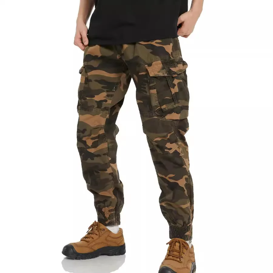 Men's Camouflage Pants Streetwear Large Size 40 Cargo Pants Elastic Waist Band Joggers Male Trouser Hip Hop Army Camo Sweatpant