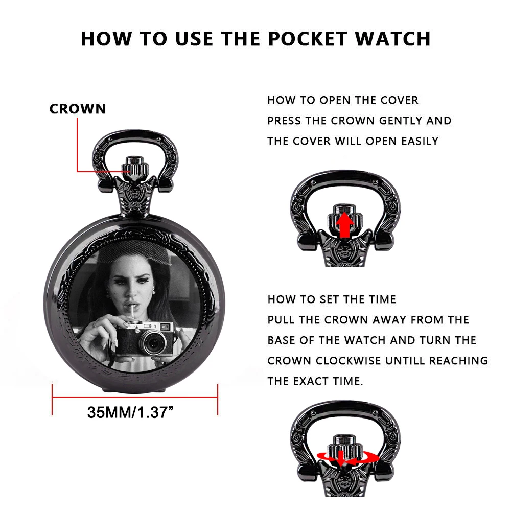 Star-Theme Vintage Arabic Dial Quartz Pocket Watch Pendant Necklace Gift For Men And Women