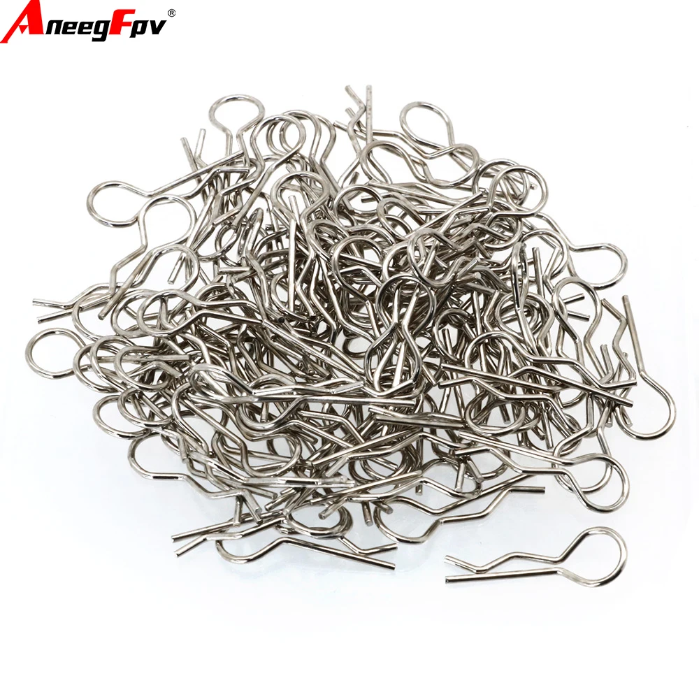 100pcs 1:10 Universal Scale Bend Body Clips Pins Sliver/Black Buggy Shell RC Car Parts For Redcat HPI Himoto HSP Truck