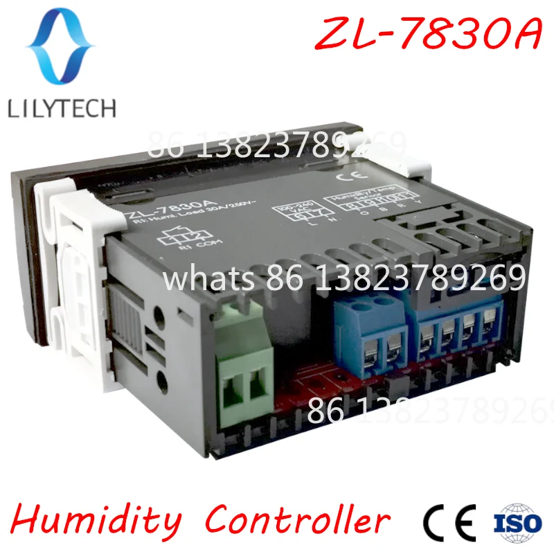 ZL-7830A, 30A Relay, 100-240Vac, Digital, Humidity Controller, Hygrostat, Humidistat, Lilytech, DHC-100+
