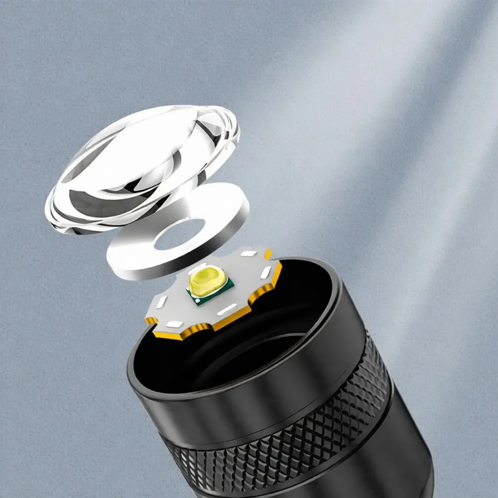 Elegant Aluminum Led Flashlight Rechargeable Portable Torch Waterproof Handheld Light For Daily Routine Night Patrol Camping