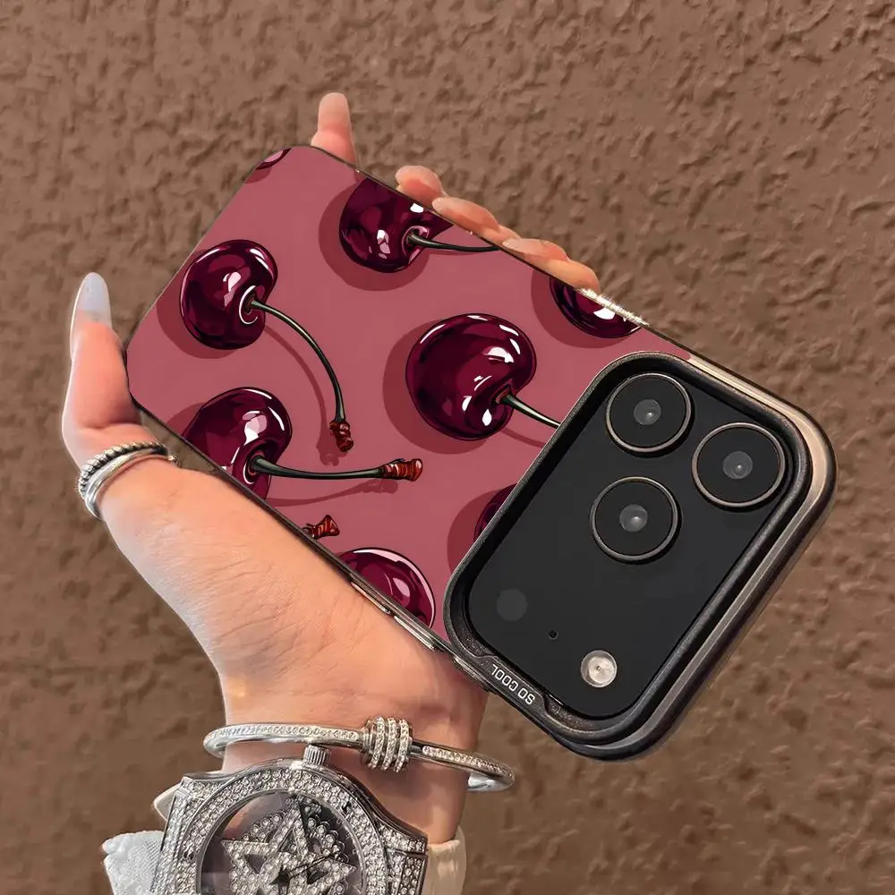 

Red cherry design Phone Case case for iPhone17 16 15 14 13 12 11 Pro/ Max/Plus shock-proof rear cover anti-fingerprint