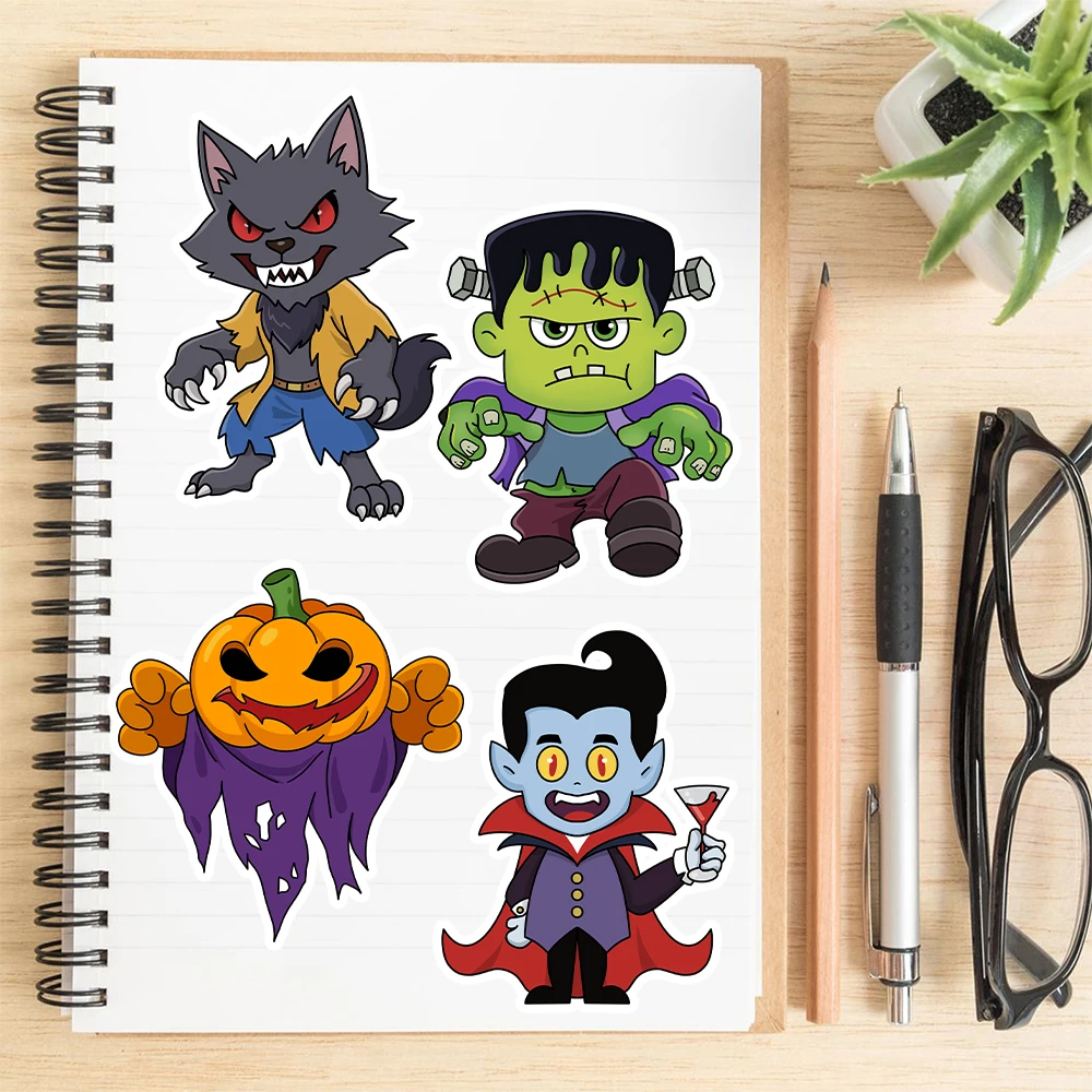 32Sheets Halloween Make a Face Puzzle PVC Sticker Kids Party Favors Gift Toy DIY Pumpkin Ghost Assemble Jigsaw Educational Game