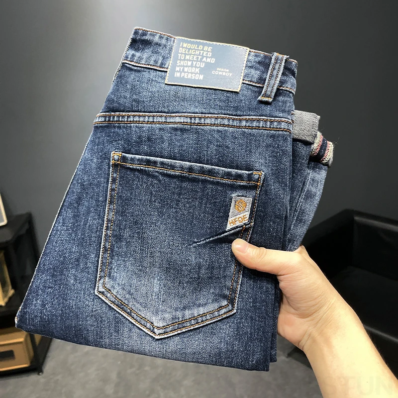 KSTUN جينز ضيق الرجال تمتد الدينيم السراويل الشارع الشهير الرجال السراويل كامل طول السراويل Casaul ملابس رجالي 2025 الربيع والخريف #2