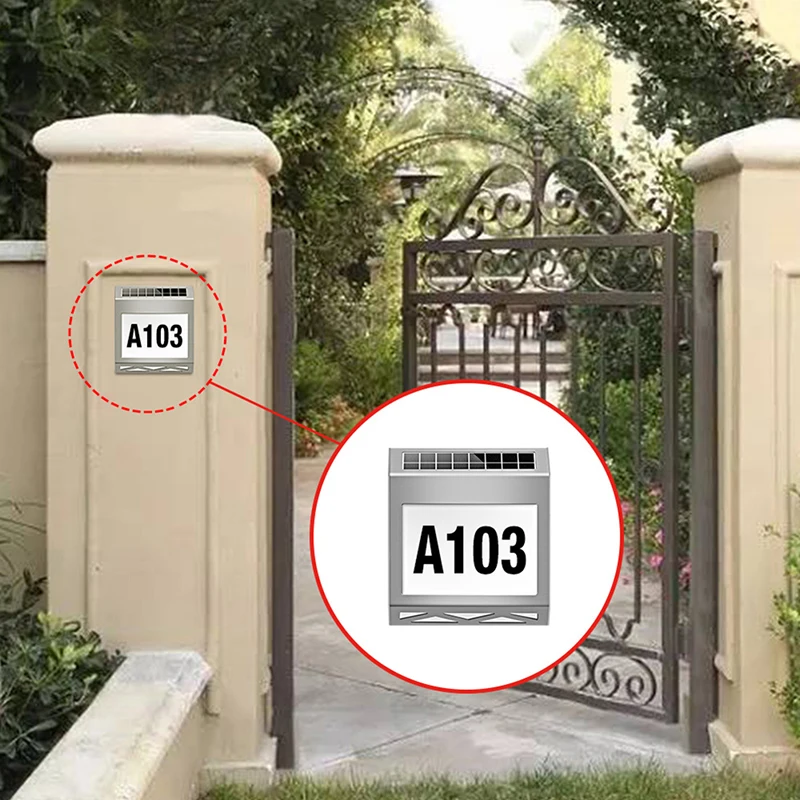 Outdoor House Number ABS Stainless Steel Waterproof Self-adhesive Numbers and Letters New Solar LED Light  for Outside Home