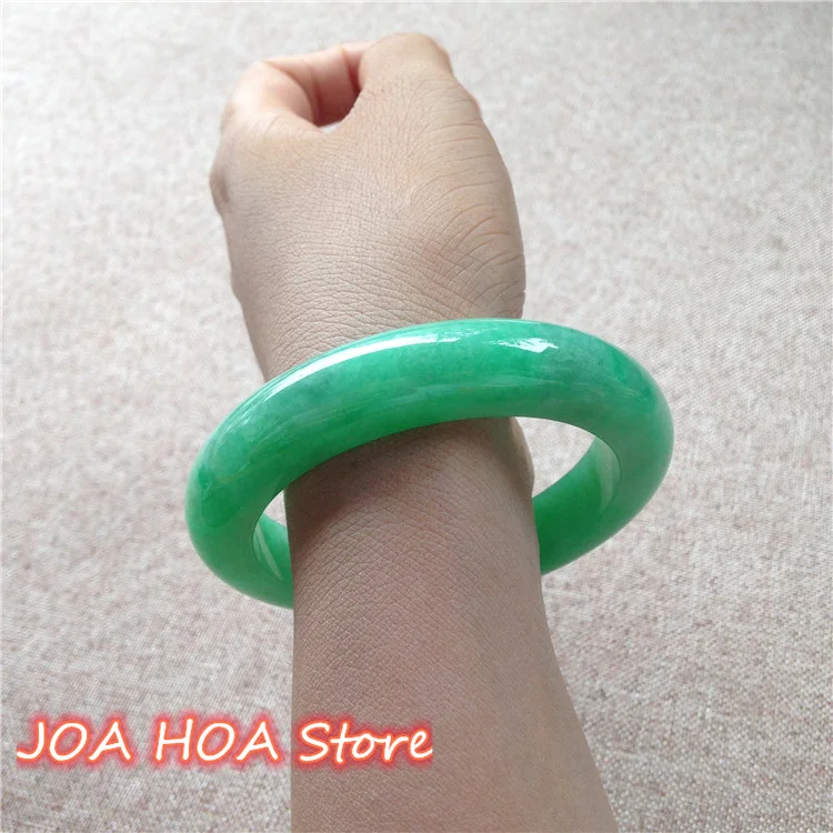 Fine Jewelry Natural Myanmar Jadeite Bracelet Ice Glutinous Species A Cargo Full Green Bangle Handring Accessories