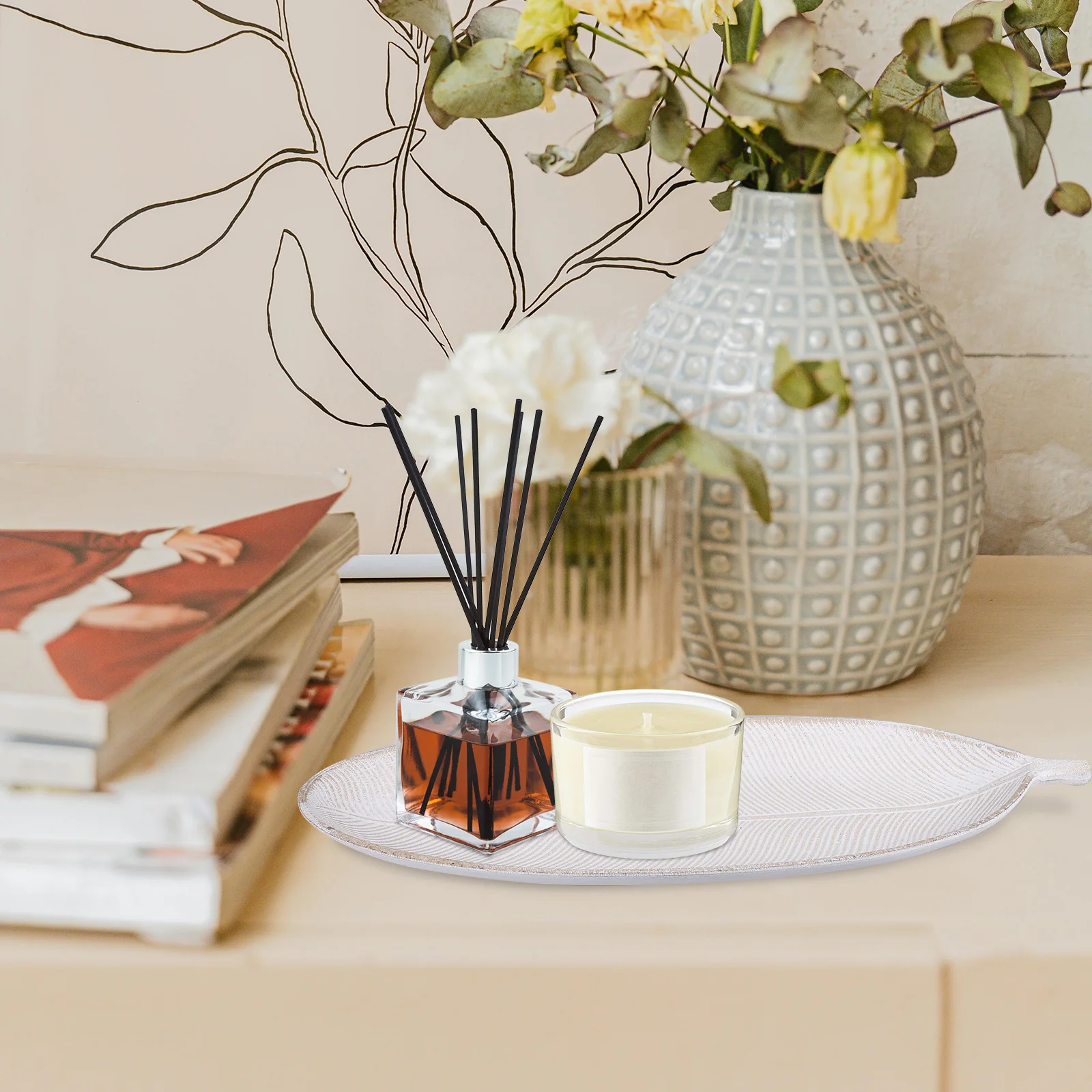 

Vintage Wooden Decorative Plate Minimalist Design Multi-Functional Jewelry Storage Cosmetics Organizer Tray Vintage Wood Plate