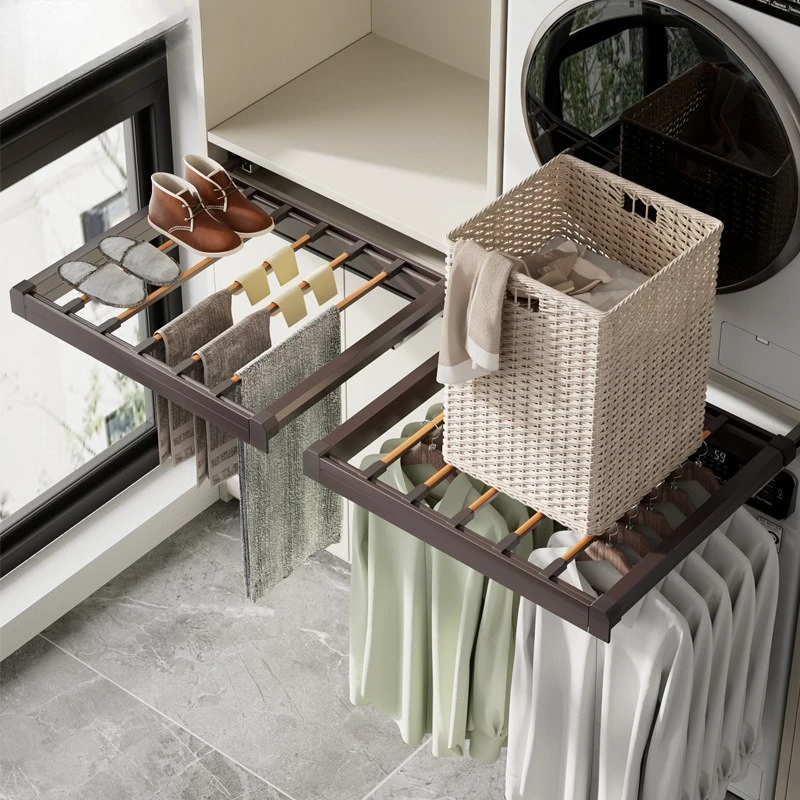 

Встраиваемая в шкаф вешалка для брюк, сушилка для брюк, скрытая встроенная штанга для одежды над телескопической направляющей