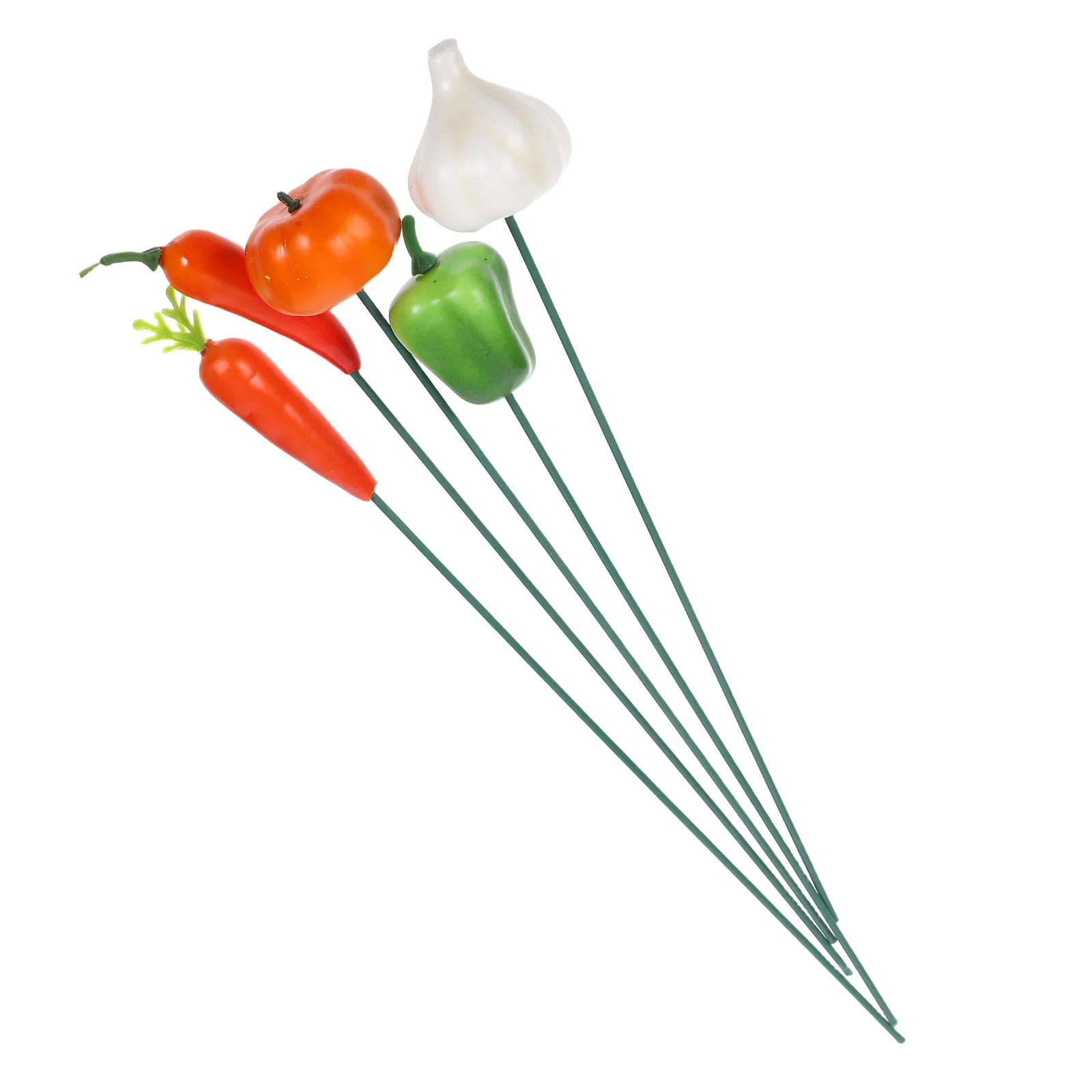 

5Pcs Artificial Food Garden Stake Lifelike Decorative Outdoor Flowerpot Planter Supply Reusable Garden Decor Gardening Stakes