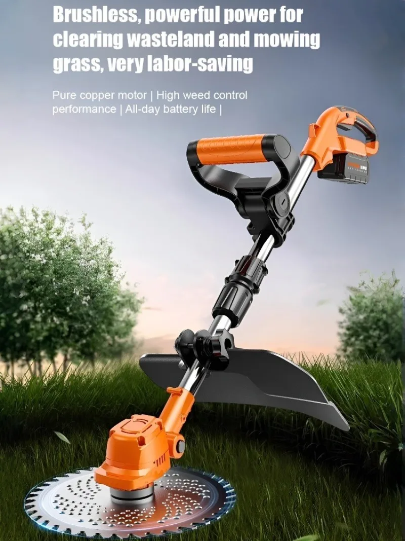 Multifunctional Lithium Lawn Mower Small Home Handheld Electric Weed Whacker Length Adjustable Grass Trimmer for Prune Garden