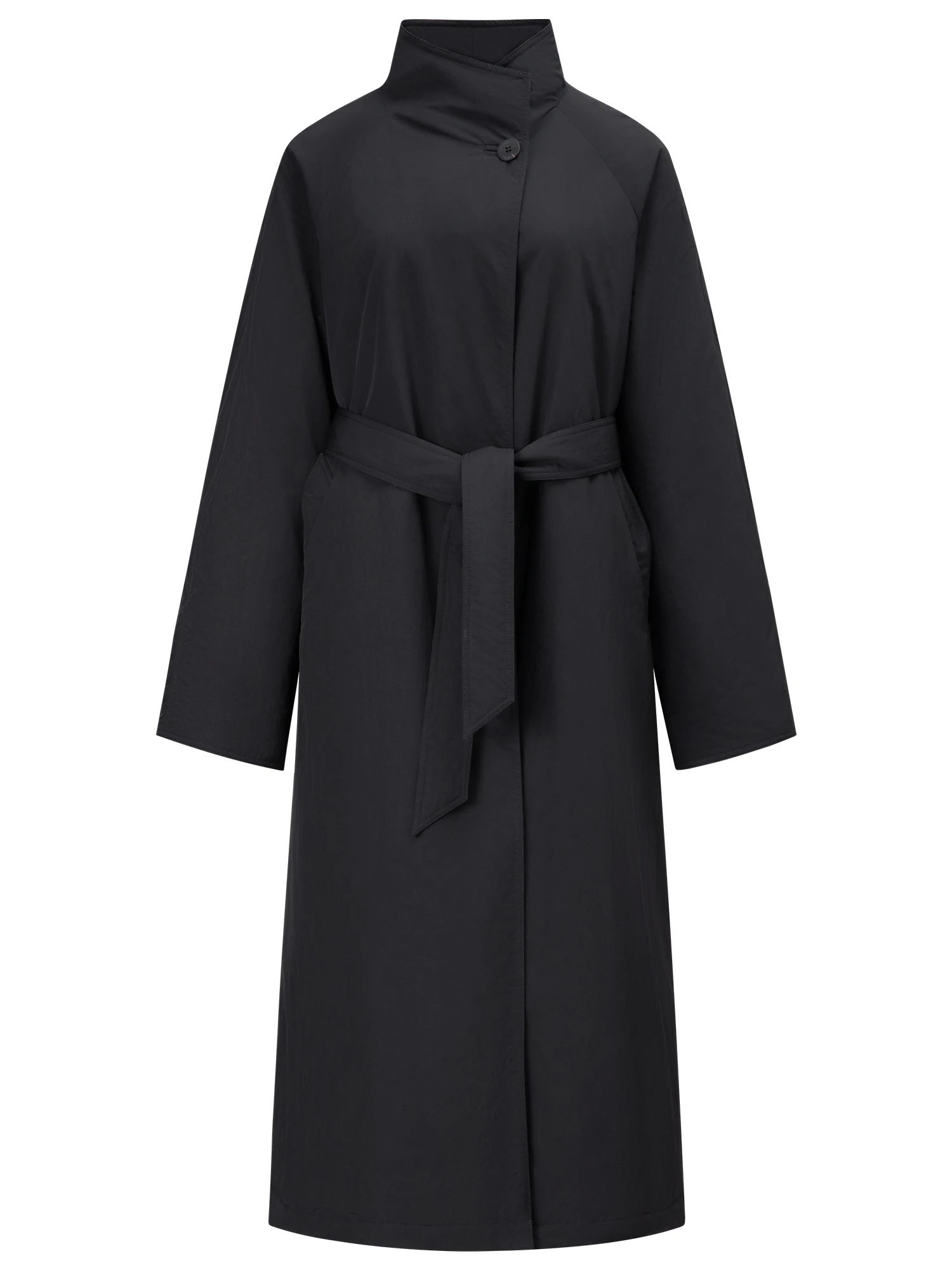 FSLE 2026 Winter Women's Commute Stand Collar Direct Down Fill Trench Inspired Down Mid Long Puffer Coat Warm Quilted Outerwear