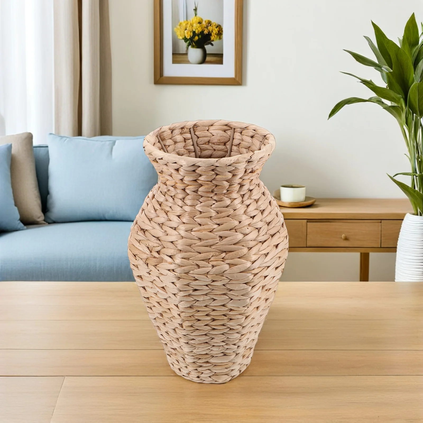 

Retro Straw Flower Vase Floral Made Dry Sunflower Basket for Flowers Dried Office
