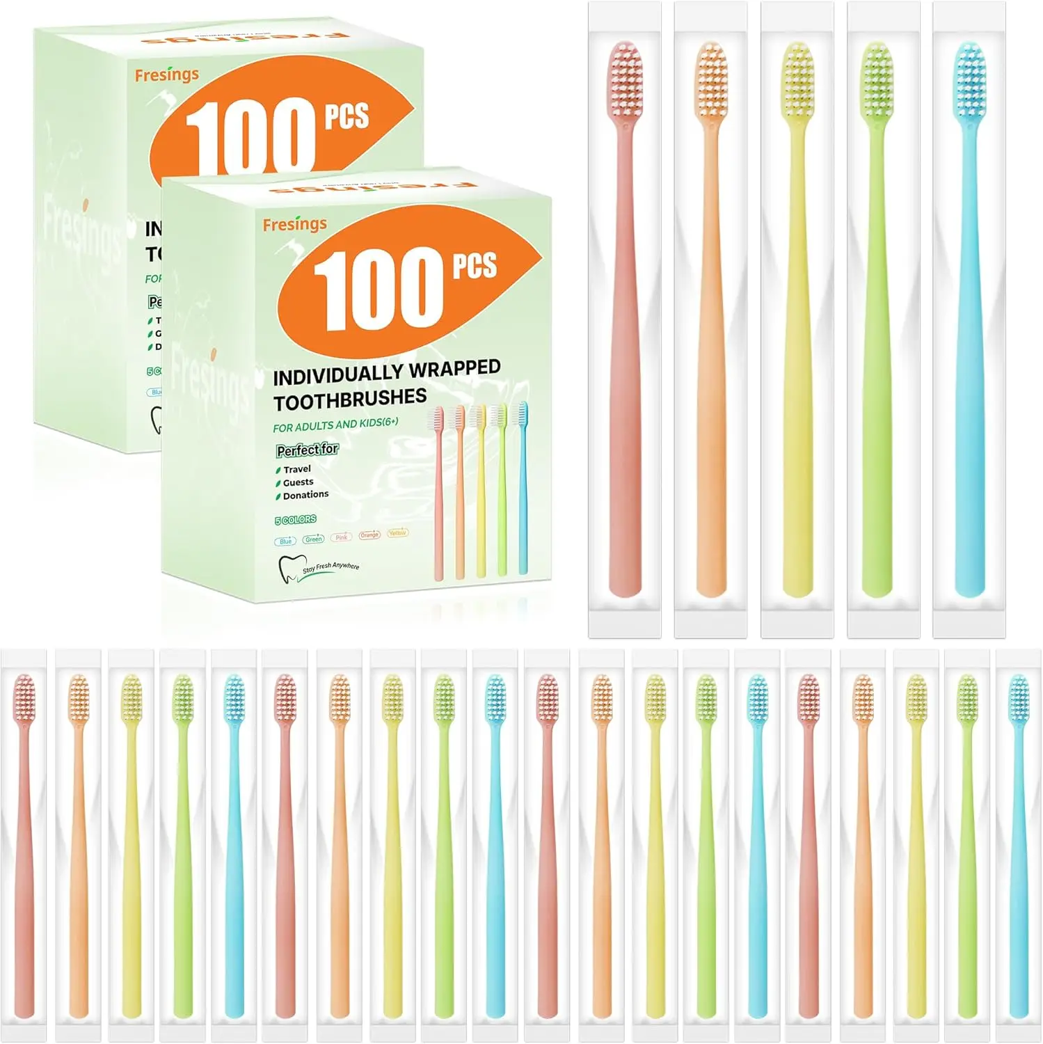 

200 одноразовых зубных щеток в упаковке – в индивидуальной упаковке, с мягкой щетиной, для однократного использования, для взрослых