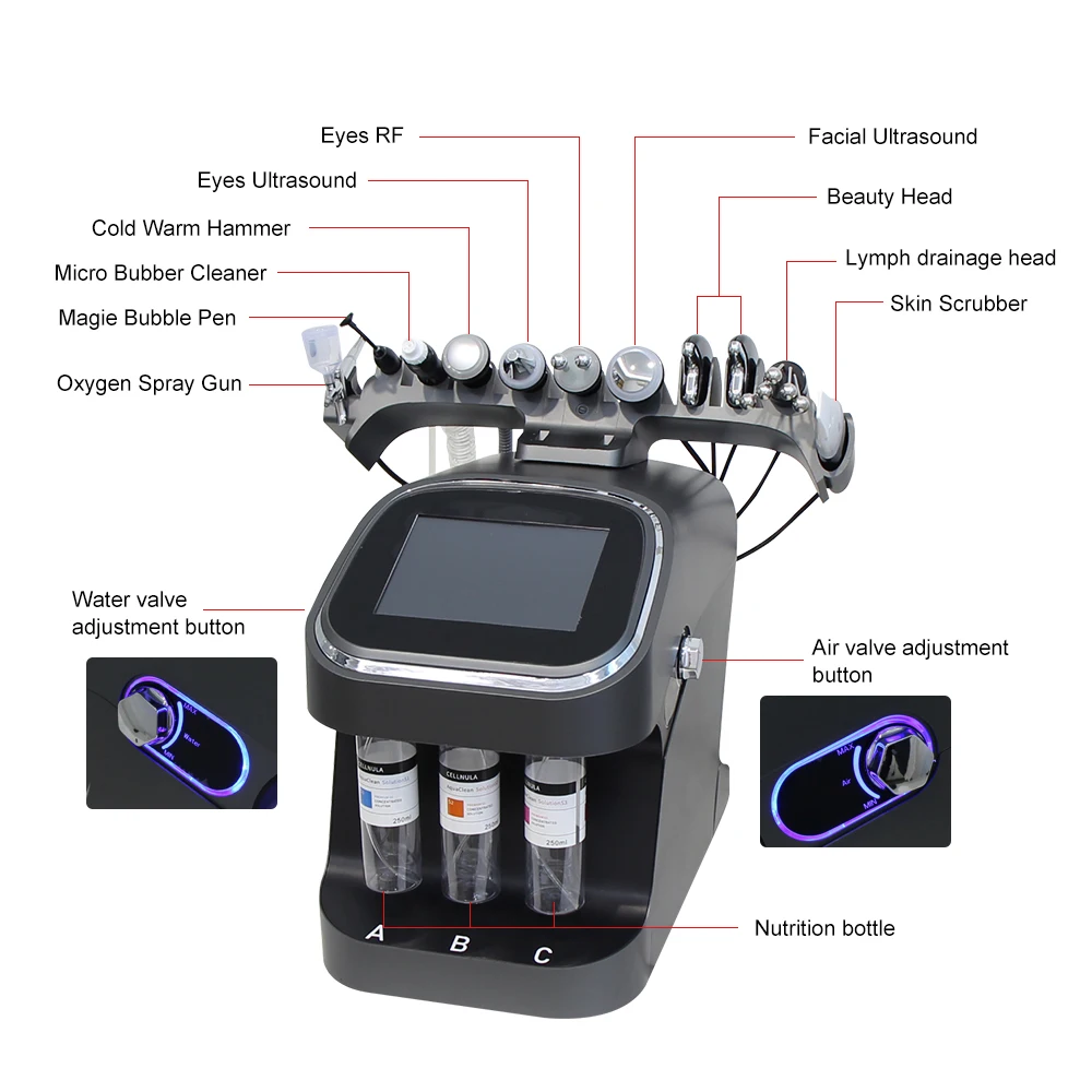 Urządzenie do hydrodermabrazji YUET WIN 10w1, głębokie oczyszczanie twarzy, lifting oczu, spray wodno-tlenowy, pielęgnacja skóry, SPA z bąbelkami, urządzenie kosmetyczne