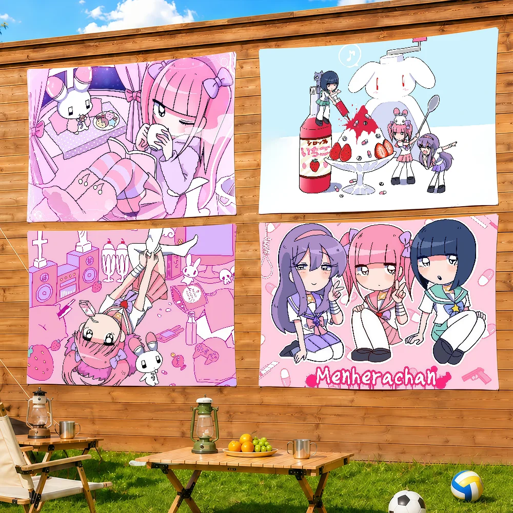 Yami Kawaii Menhera-chan flag Decorative Home Yard & Garden Decor Banner - Indoor Outdoor Wall Hanging Flag