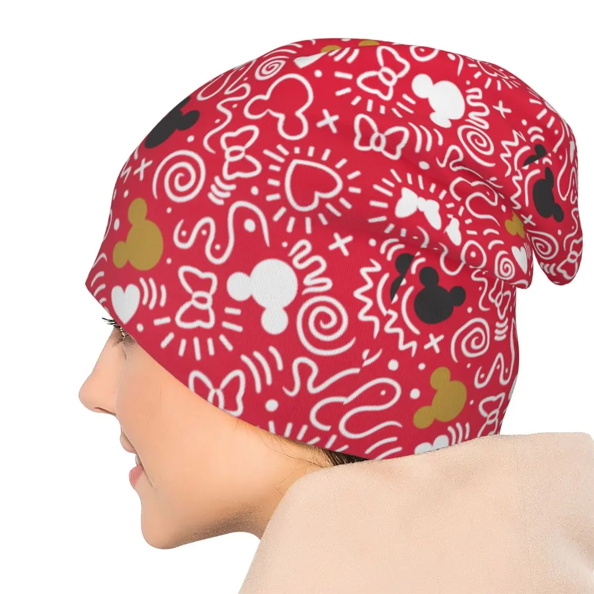 ミッキーミニーマウス落書きボンネット帽子クールストリートスカリービーニー帽子男性女性用春多機能キャップ