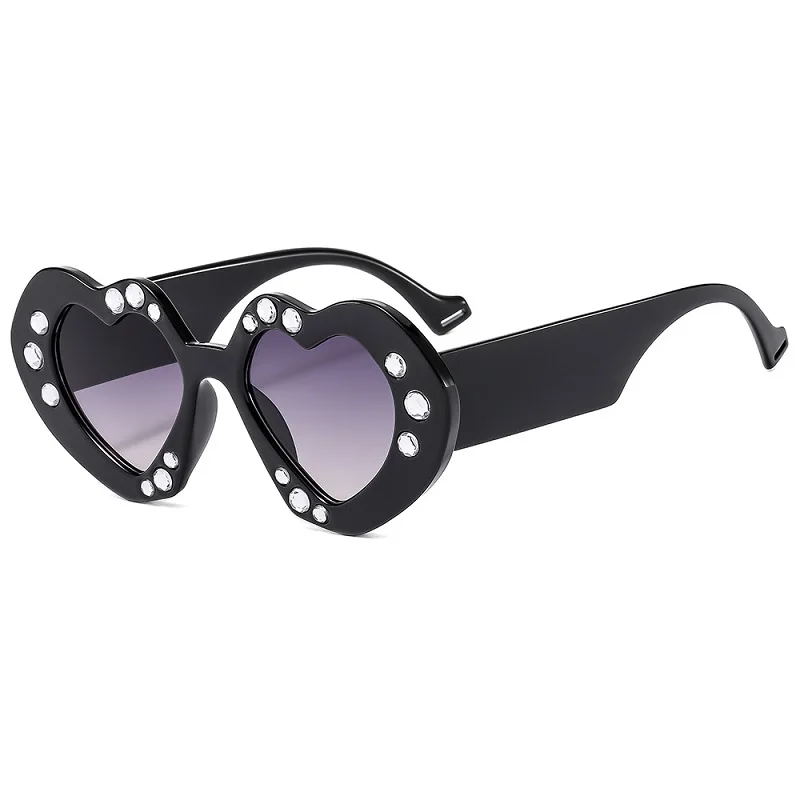 Heart Shape Sunglasses for Women Rhinestone Decor UV400 Protection Cute Party Cosplay Fashion Shades Eyewear