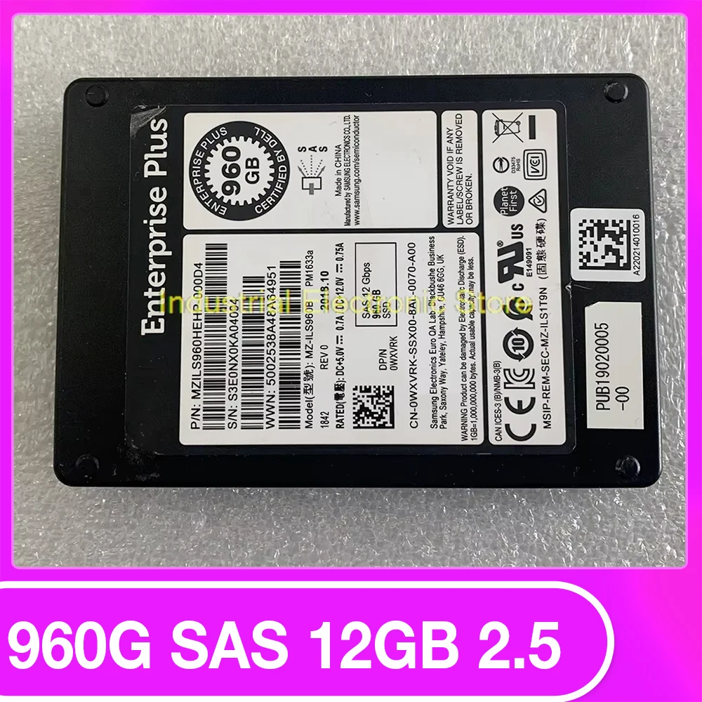 

960GB For WXVRK 0WXVRK DMF2C SCV3020 EQ 960G SAS 12Gb 2.5 Server SSD