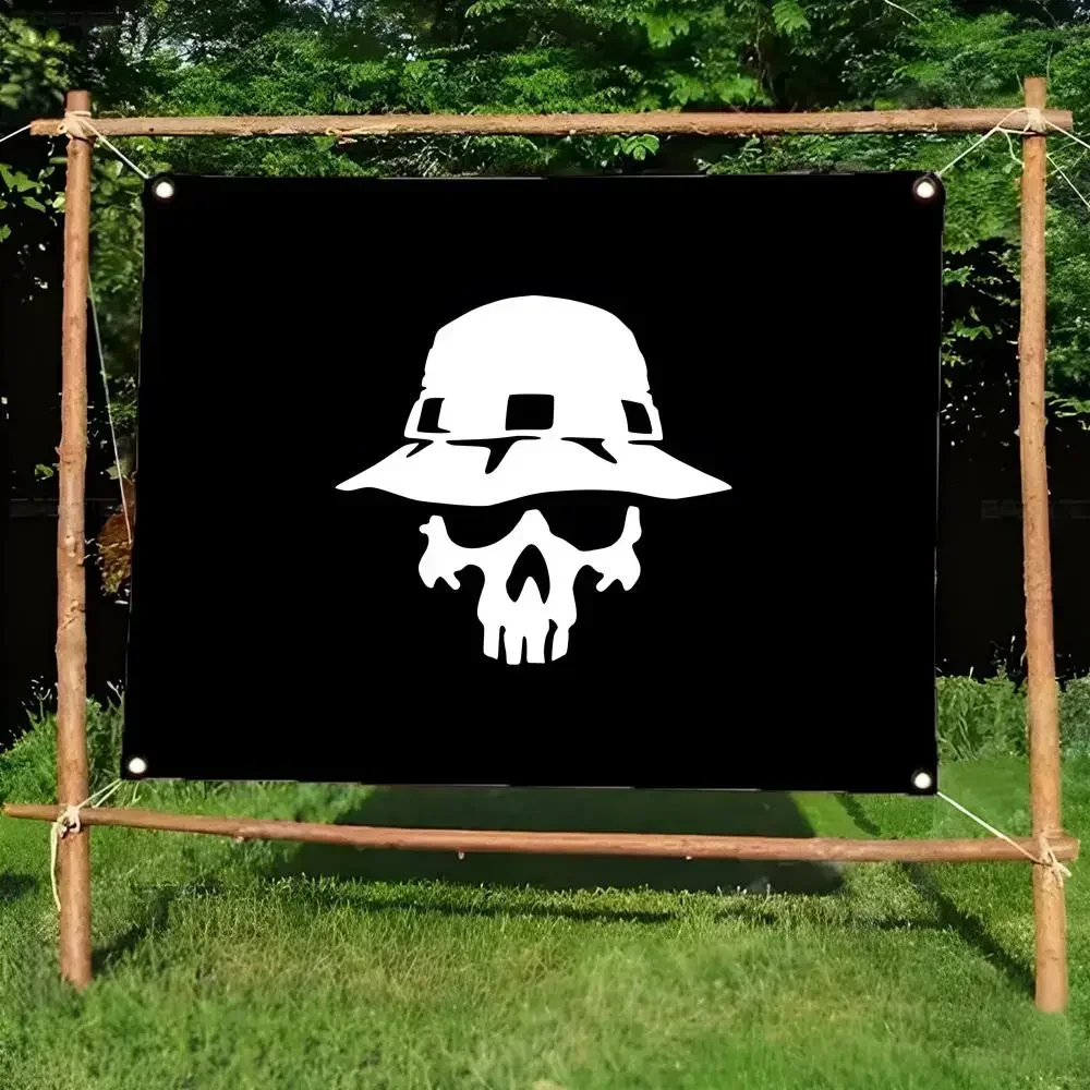 tactical military skull graphic T-Tactical Skull Flags Daily four ring borderless design indoor outdoor decor easy hang install