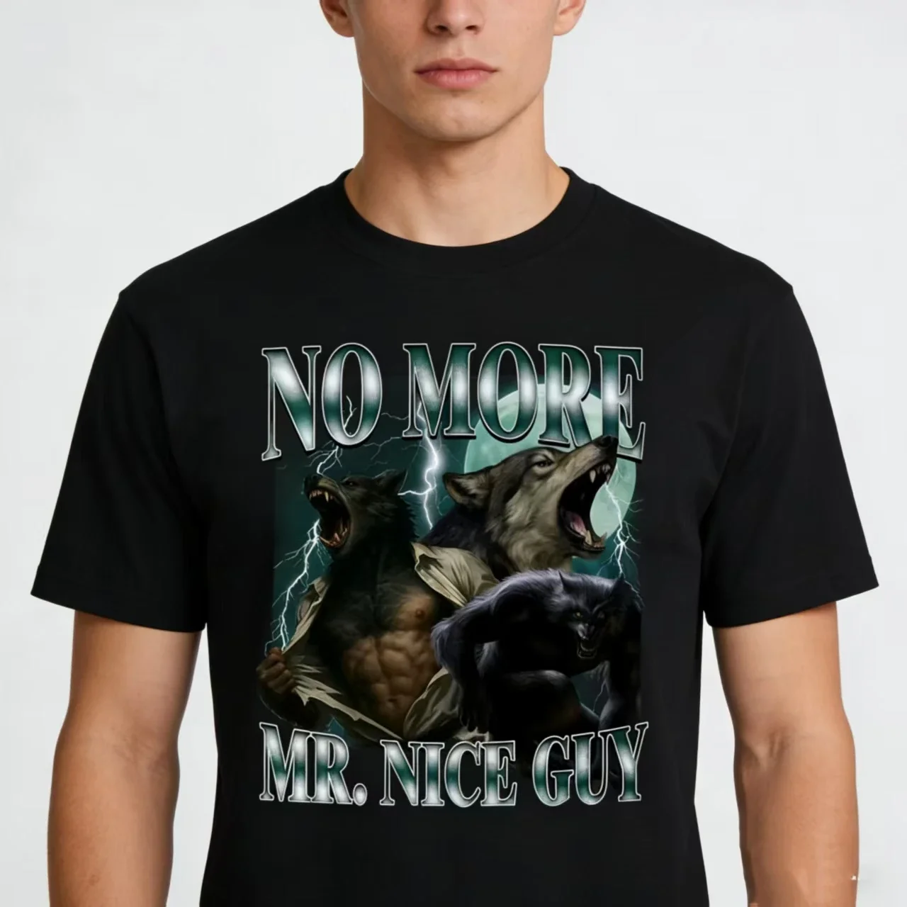 

No More Mr Nice Guy Funny Alpha Werewolf T Shirt Fashion Vintage Sigma Wolf Meme T-shirts Men Women Summer Tops Oversized Tshirt