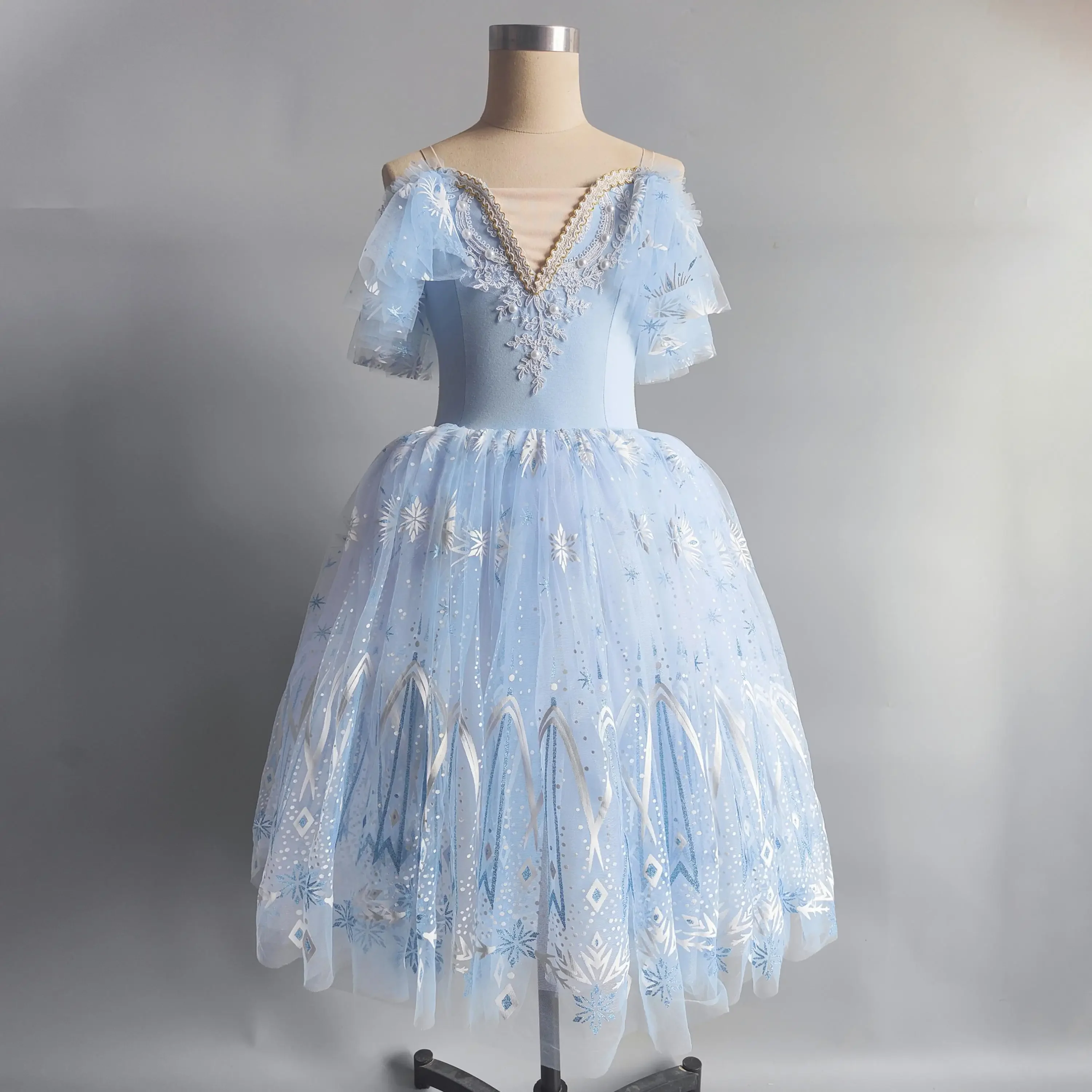 Ballet Dress for Girls Long Romantic Ballet Tutu Swan Lake Ballerine Children Fairy Performance Ballet Costume Pink Blue