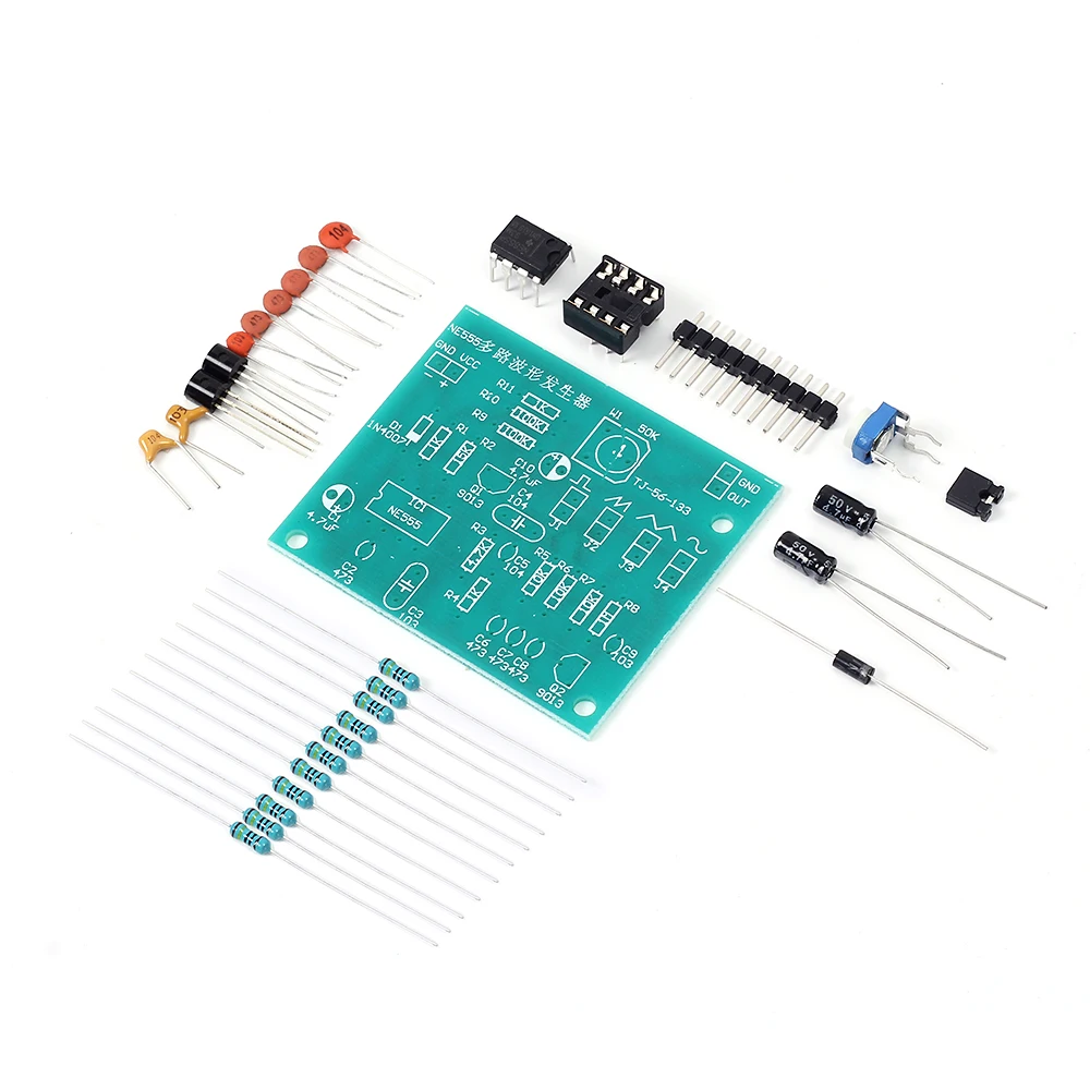 Kits electrónicos de bricolaje NE555, generador de forma de onda multicanal Suite, Kit de práctica de Proyecto de soldadura, Wave5-12V cuadrada de