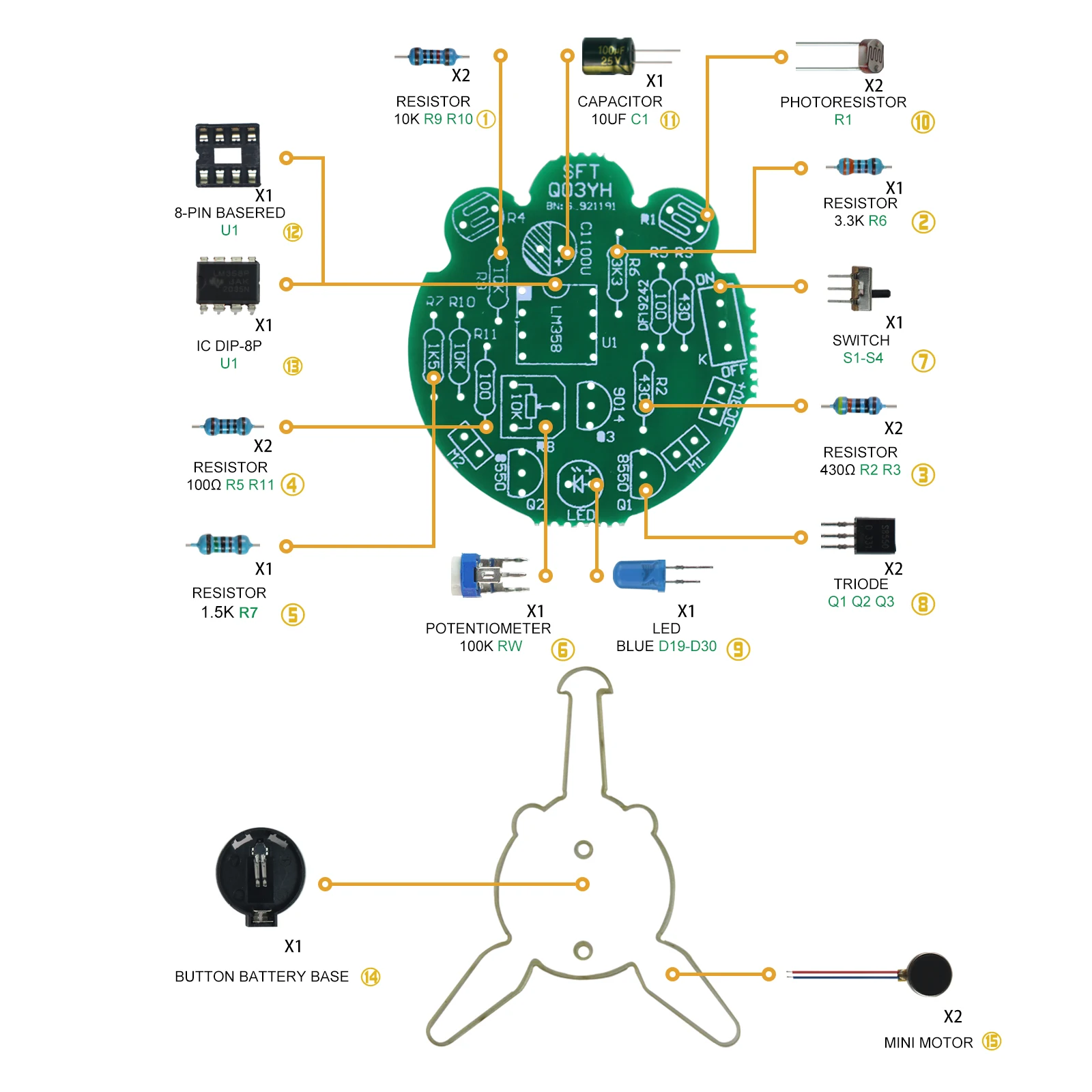 Led Ademhalingslicht Lichtgevoelige Sensor Mobiele Robot Onderdeel Elektronisch Solderen Diy Elektronica Kit Gesimuleerd Fifly Knipperend