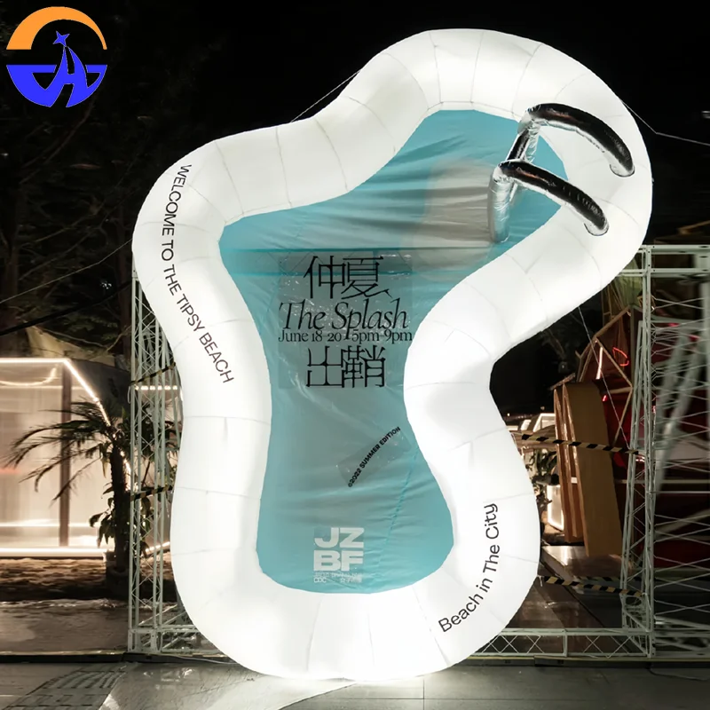 Piscina gonfiabile personalizzata: oggetti di scena promozionali e decorativi per attività in spiaggia al mare e parchi acquatici