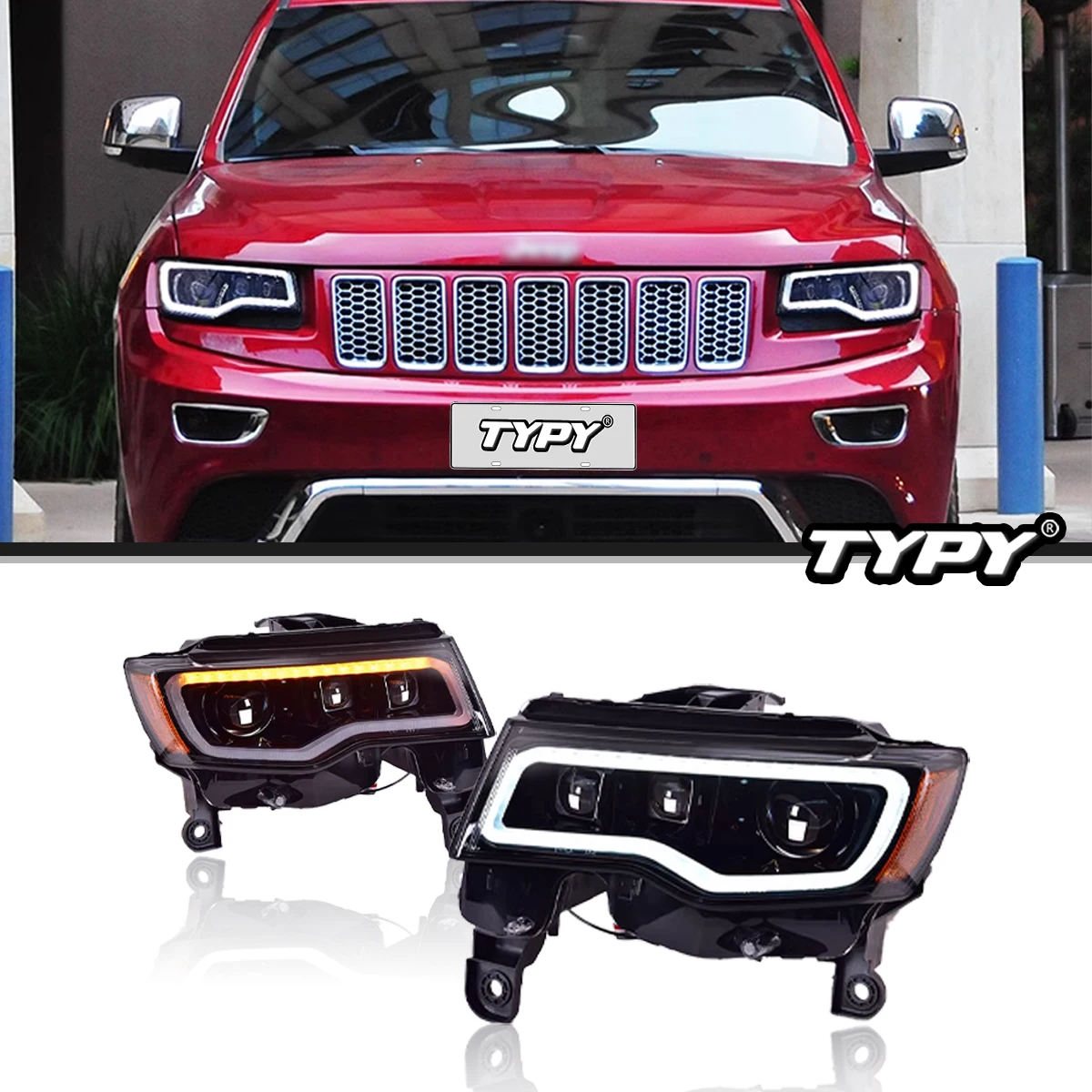 

TYPY Car Headlights For Jeep Grand Cherokee 2014-2021 LED Car Lamps Daytime Running Lights Dynamic Turn Signals Car Accessories