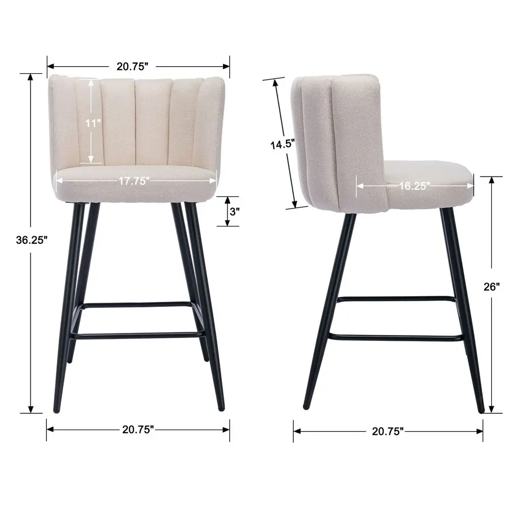 30 Bar Height Barstools Set of 2 Modern Kitchen Stools Upholstered Counter Stool Chairs with Gold Legs for Kitchen Island Break