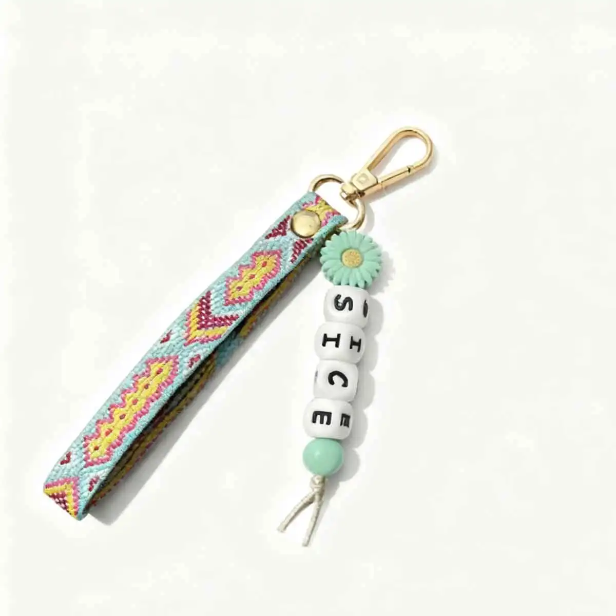 Custom Daisy Keychain, Bohemian Bag Charm