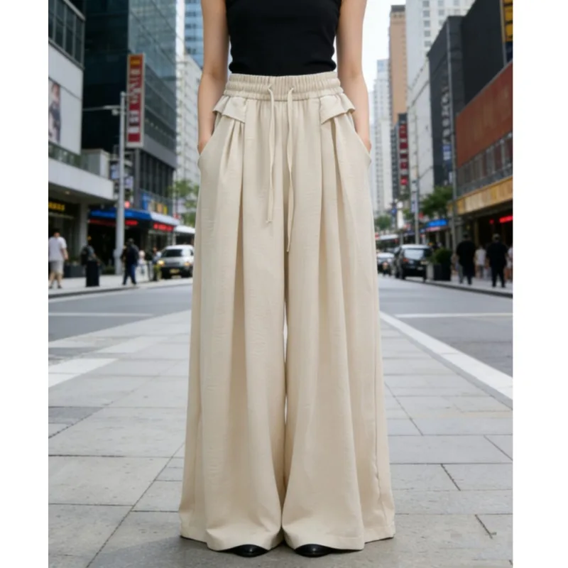 Casual Lightweight High Waist Solid Color Loose Fit Women's Skirt Pants Summer Fashion New High Waist Long Wide Leg Pants