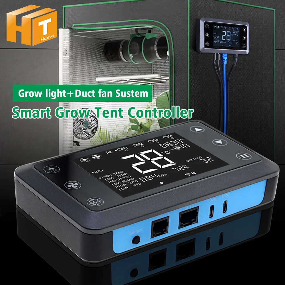 Smart Grow Tent Controller 2.5mm AUX RJ45 RJ12 DC12V Type-c Various Interfaces With Smart Multi-task Large Colored Screen