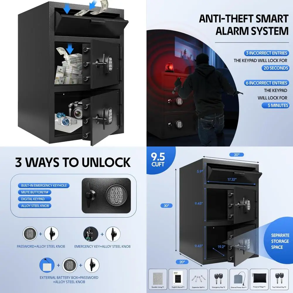 مجموعة رقمية كبيرة آمنة للنقود التجارية مع فتحة قطرة وميزات مضادة للأسماك