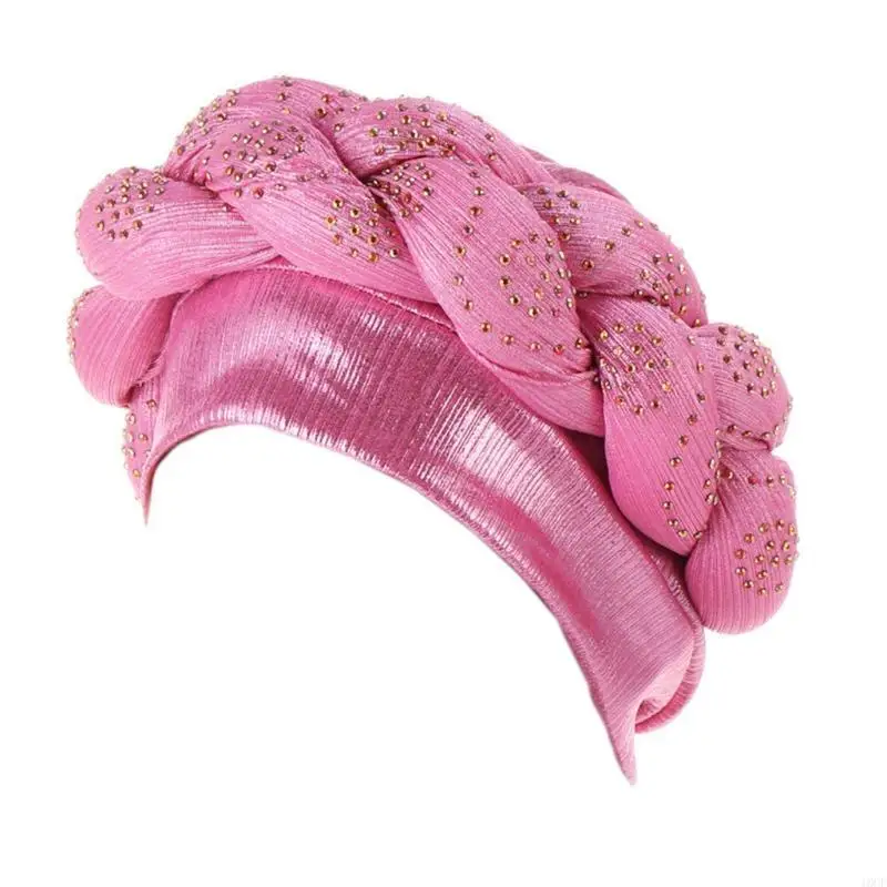 Chapeau Turban tressé clignotant pour enveloppes tête, Bonnet en perles pour femmes