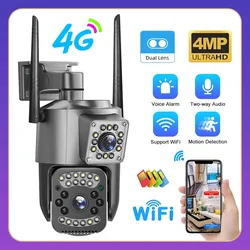 Karta SIM Wi-Fi 4G 4K 4MP HD Kamera CCTV Zewnętrzna kamera bezpieczeństwa IP Dwukierunkowe połączenie Kolor Night Vision AI Mobile V380 Pro