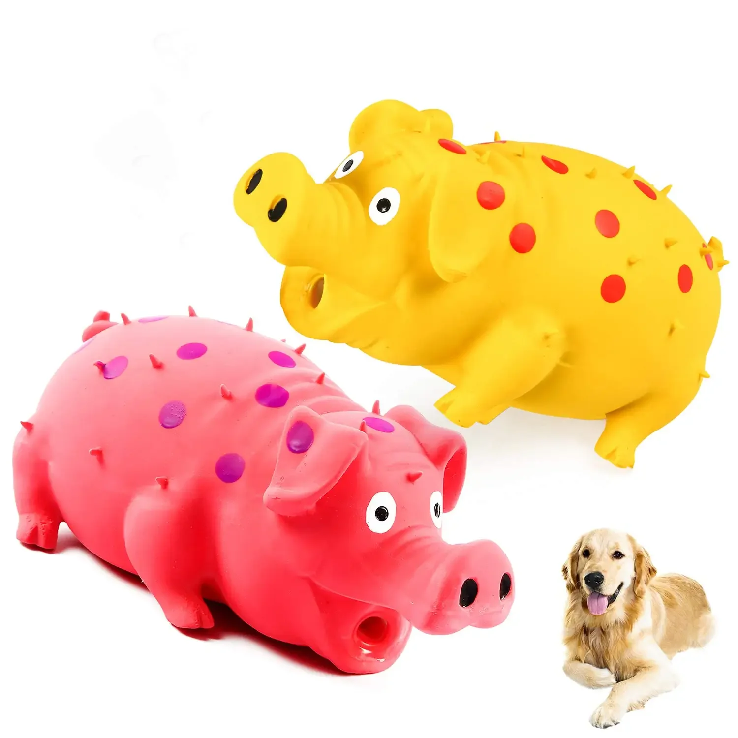 Squeaky Pig Dog Toy Durable Rubber Pig Squeaker Dog Puppy Chew Toys Latex Interactive Cute Toy for Small Medium Large Dogs