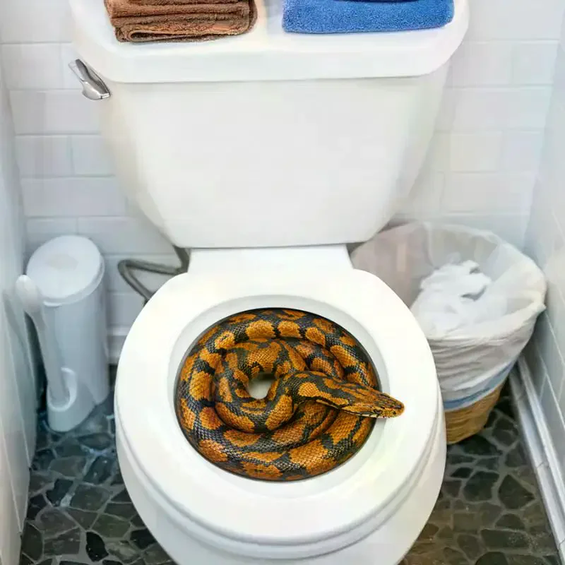 Realistic 3D PVC Python-themed Toilet Seat Sticker Self Adhesive Bathroom Decals Home Decor