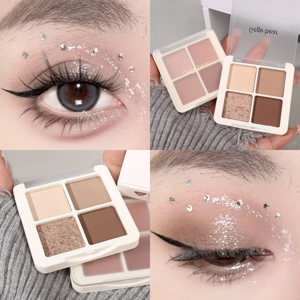 4 colori Nude Earth Matte Eyeshadow Palette Pearly Matte Glitter paillettes Eyeshadow Pallete Shiny Eye Shadow Pigments Cosmetics