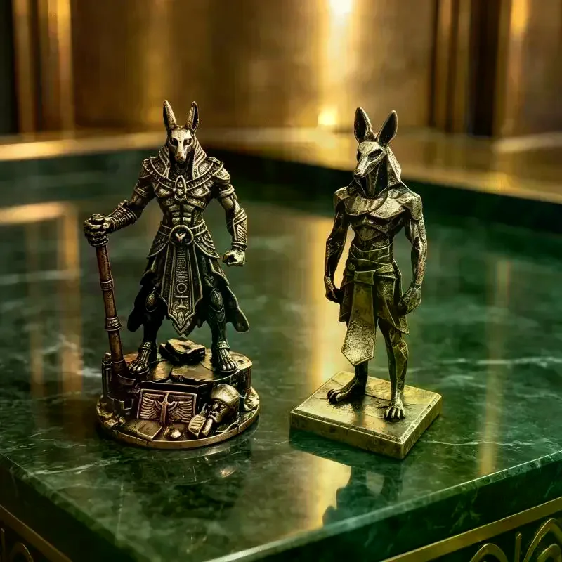 Mini Vintage Bronze Mythological Anubis Figurines Intricate Details Antique Finish For Home Decor Collection Display