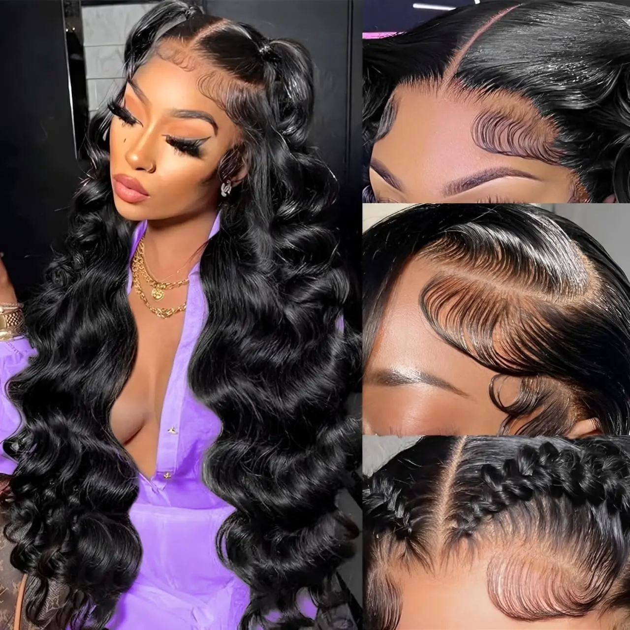 

32 Inch 13x6 Lace Front Wigs Human Hair 200 Density Body Wave HD Lace Frontal - Pre Plucked Glueless Nature Look For Black Women