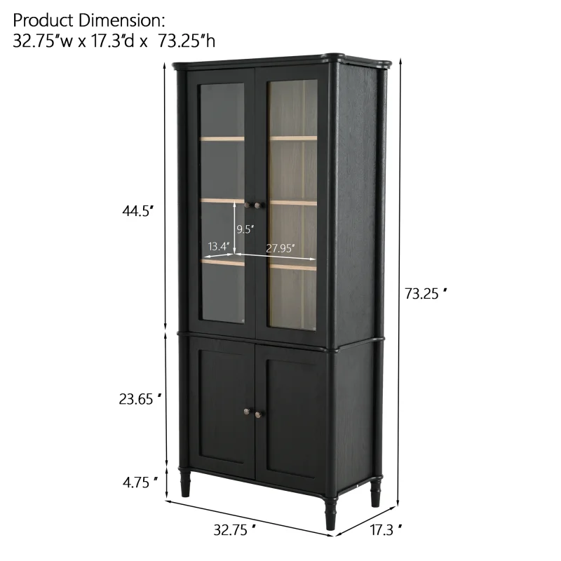 Vintage Display Cabinet with Glass Doors
